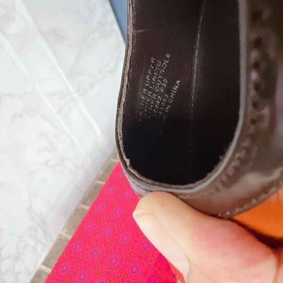 Tory Burch Angle Pointed Toe Heel Pump Tan Cuoio/chocolate Patent Leather US 7 - Picture 6 of 8